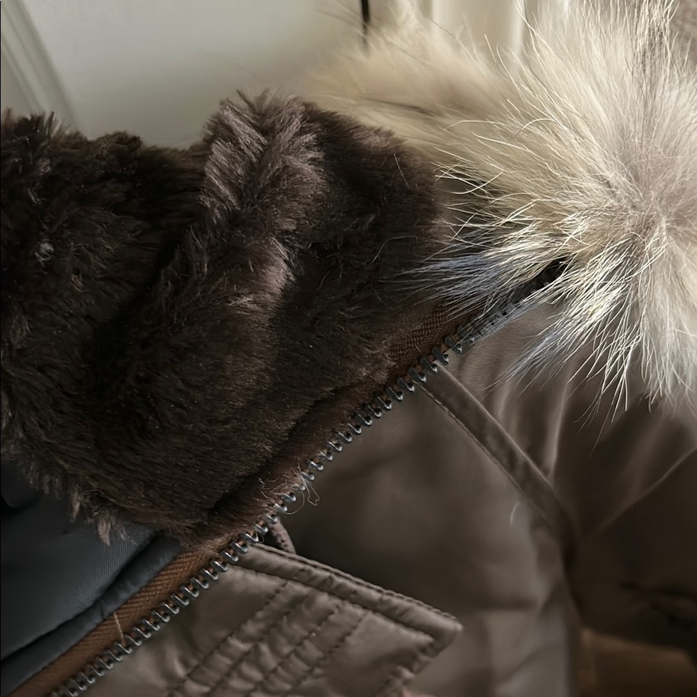 Men's Brown bomber Jacket with Fur Trim (Barney’s NYC) - Picture 5 of 11